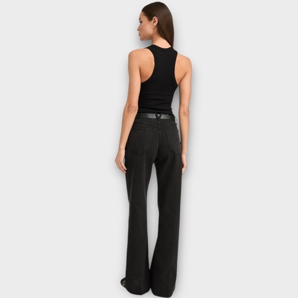 SPRWMN Black Rib Fitted Scooped Tank In Black Size Small - Picture 2 of 7